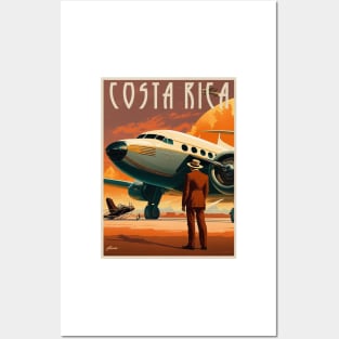 Costa Rica Plane Vintage Travel Art Poster Posters and Art